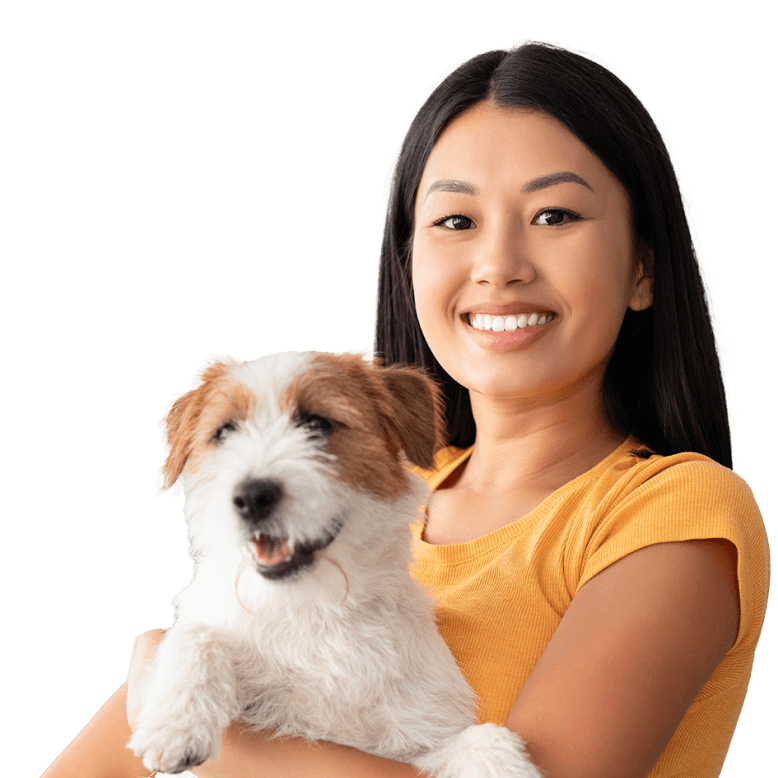 a Cute girl holding a poodle puppy